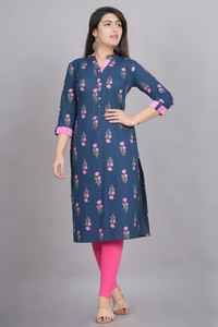 Robe Salwar Kameez en coton à fleurs pour femmes, imprimé numérique, vêtements ethniques, manches 3/4, décontractée, pour festival, traditionnelle indienne, faite à la main - Product Image 3