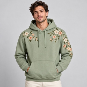 Fashionable men embroidered <b>hoodie</b> offers <b>soft</b> comfort unique coloring and quality embroidery for streetwear and leisu - Product Image 1