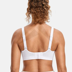 Soutien-gorge de sport sans coutures pour femme, col ras du cou, dos nageur, motif géométrique, maintien moyen, maille respirante, vêtements de fitness, blanc - Product Image 2