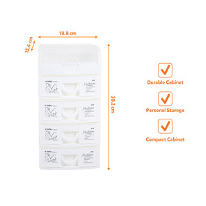 L 18.8 X W 15.4 X H 30.2 cm Expandable PP <b>Plastic</b> <b>Storage</b> Cabinet with Flip Top Lid 5 <b>Drawer</b> Kitchen Organizer Space Saving - Product Image 2