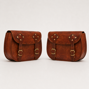Par de Alforjas Laterales de Cuero Marrón para Motocicleta, Estilo Vintage, con Correas de Hebilla para Viajes - Product Image 4