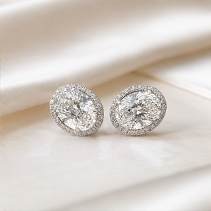 Luxury Trendy Fashion 925 Silver Flower Oval Cut Solitaire Bezel Set Rhodium Plated Moissanite Classic Stud Earrings for <b>Wedding</b> - Product Image 5