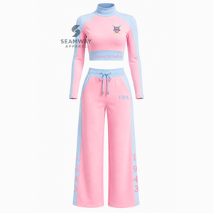 Ensemble de sport pour femme Jack And Jill Of America, haut court à col roulé et pantalon ample à cordon de serrage, color block - Product Image 1