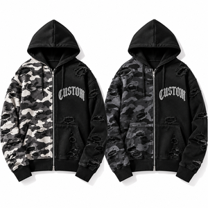 Nouveau design – Sweat à capuche personnalisé en molleton 100 % coton, écologique, imprimé, entièrement zippé, respirant, à épaules tombantes et coupe oversize pour l'hiver - Product Image 4