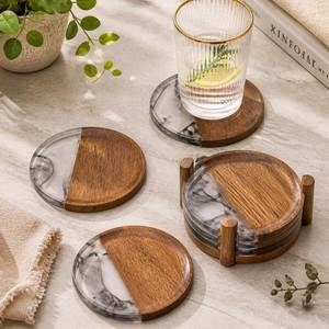 Elegant Wooden And <b>Epoxy</b> <b>Resin</b> Coasters Handmade With Durable Waterproof Finish For Luxury <b>Table</b> Settings - Product Image 3