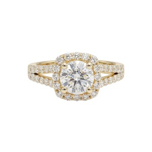 แหวนหมั้นทองคำขาว 14K ประดับเพชรทรงกลมแบบ Halo Split Shank น้ำหนัก 2.05 กะรัต (TDW) - Product Image 3