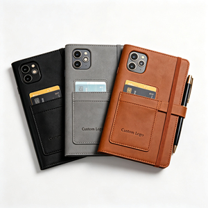 Custom Logo PU Leather Notebook with Phone Holder Card Pocket Pen Loop Business Gift <b>Journal</b> for Corporate Gift - Product Image 1