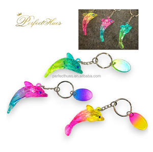 Llavero de recuerdo duradero con forma 3D de delfín de colores, con impresión UV, OEM ODM, el más vendido, artículos de tienda GID Ocean Park - Product Image 3