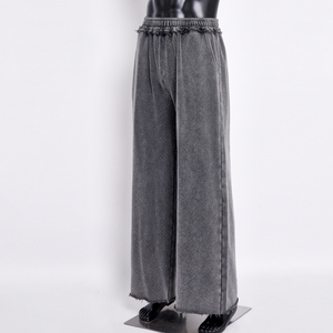 Pantalones de chándal para hombre con lavado ácido, pedrería y borde deshilachado, estilo streetwear holgado y acampanado, última moda 2026 - Product Image 4