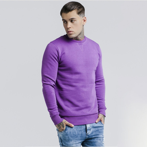 Suéter de Punto para Hombre, Cuello Redondo, Color Morado, Corte Regular, Estilo Casual para Otoño, Manga Larga, Color Sólido - Product Image 1