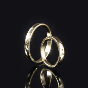 AMBER JEWELS Unisex Yellow Gold Rhodium Plated IGI Certified Engagement <b>Plain</b> Band <b>Ring</b> Classic Wedding Style Solid Gold Jewelry - Product Image 2