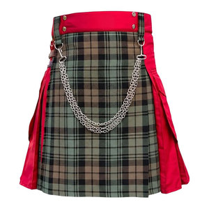 Kilt écossais hybride pour femme, fait main, en coton rouge, avec plis en tartan de clan, tailles traditionnelles - Product Image 2