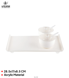 Juego de bandejas acrílicas blancas modernas con 2 recipientes para azúcar y café, tapas y cucharas incluidas - Product Image 2