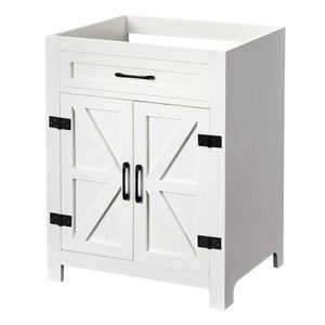 Mobile bagno lavabo a doppia anta in truciolato melaminico bianco lavato, con ripiani interni a U, 76x47x91cm - Product Image 3
