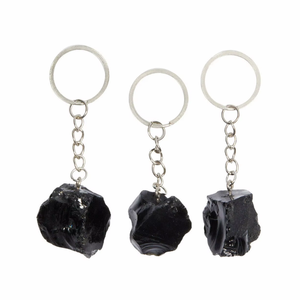 Porte-clés en cristal de haute qualité, obsidienne noire brute, pierre naturelle, cadeaux pour femmes, vente en gros - Product Image 2