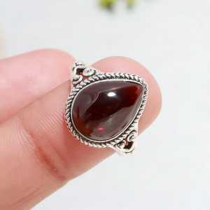 Pear <b>Garnet</b> <b>Ring</b> 925 Sterling <b>Silver</b> Handmade January Birthstone Jewelry Women Gift Elegant Gemstone <b>Ring</b> - Product Image 4