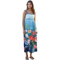 Robe longue à fleurs à manches courtes pour femmes, robe élégante à coupe trapèze