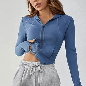 Chaqueta de yoga para mujer, suave al tacto, ligera, de manga larga, tela transpirable, con cremallera completa, para fitness. - Product Image 4