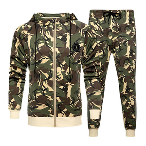 Ensemble de survêtement camouflage rouge pour homme, sweat-shirt à capuche zippé et pantalon, style streetwear respirant, coupe classique, pour l'automne - Product Image 5
