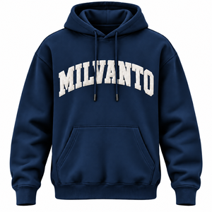 <b>Navy</b> Custom Applique Pullover <b>Men</b> Hoodie Premium 450 GSM 100% Cotton <b>Fleece</b> Regular Fit Unisex Embroidered Hoodie - Product Image 1