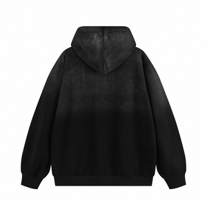 Unisex Vintage Hooded <b>Fleece</b> Pullover Sweatshirt Solid <b>Black</b> Cotton Quick Dry Regular Fit Front Pocket Autumn Wear - Product Image 2