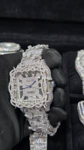 นาฬิกาข้อมืออัตโนมัติคุณภาพสูงประดับโมอิสซาไนต์สุดหรู สไตล์ฮิปฮอปแบบไอซ์เอาท์ ระยิบระยับ ผ่านการทดสอบเพชร - Product Image 5