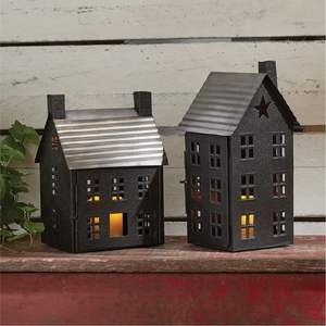 Modern Black Metal House Candle Holder <b>Set</b> Nordic Decorative Tealight <b>Lantern</b> Indoor Outdoor Home Tabletop Christmas Decor - Product Image 4