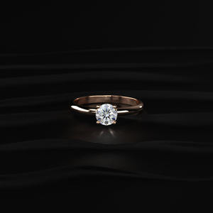 Bague solitaire de luxe en moissanite taille ronde, or rose 14K, alternative au diamant 1.00CT pour les grossistes et les revendeurs mondiaux de bijoux - Product Image 1