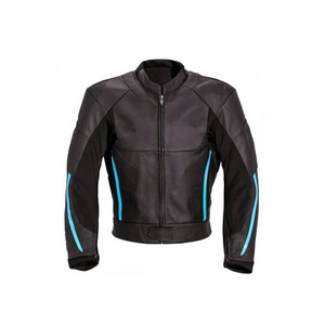 Veste de moto en cuir véritable pour homme avec fermeture éclair, style formel, motif uni, patch logo personnalisé - Product Image 1