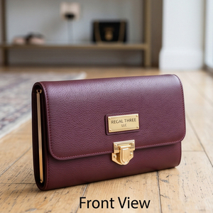กระเป๋าคลัทช์หนังแท้ Regal Three ขนาด 9 x 5.5 นิ้ว สายสะพายโซ่แบบไขว้ ดีไซน์หรูหรา เหมาะสำหรับทุกฤดูกาล กระเป๋าหนังมินิสำหรับผู้หญิง - Product Image 5