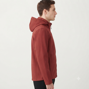 Veste matelassée à capuche pour homme, couleur unie, fermeture éclair, coupe-vent, vêtement d'extérieur décontracté, coupe régulière, coque en polyester, vêtement d'hiver - Product Image 4
