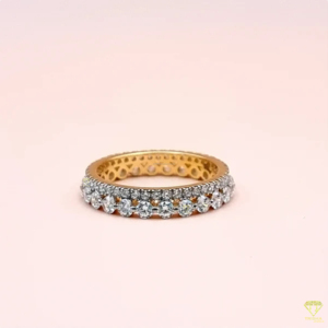 Elegante Anillo de Eternidad Dorado con Diamantes de Corte Redondo, Joyería de Lujo para Boda, Regalo de Aniversario para Ella - Product Image 6