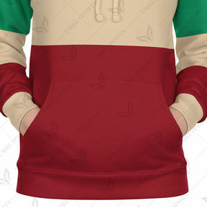 Custom LOGO Vintage Red Green Beige Color Block Pullover Hoodie Soft <b>Fleece</b> 100% Cotton Eco-Friendly Winter <b>Sweatshirt</b> for - Product Image 4