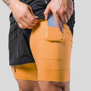 Men's Sportswear Shorts with Stylish Design Relaxed Fit Double <b>Layer</b> Running Shorts Performance Gym Shorts with Stretch Fabric - Product Image 1