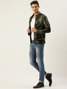 Blouson Bomber en PU camouflage pour homme, style moto, fermeture éclair, col rabattable, coupe classique, vêtement d'automne - Product Image 2