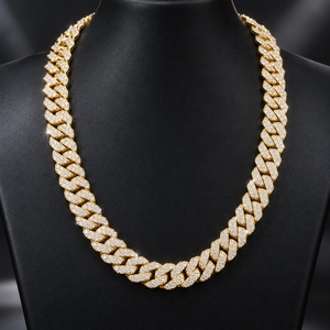 Chaîne cubaine VVS Moissanite 14 mm plaquée or 14 carats, testée au diamant, style Hip Hop, pour homme, coffret cadeau, vente chaude - Product Image 1