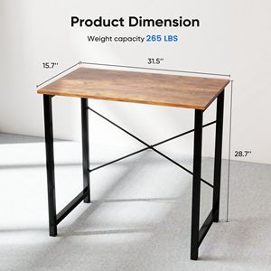 Modern Small Office <b>Desk</b> with <b>Storage</b> Bag and Iron Hook Rust Finish - Product Image 3