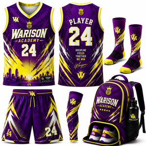 Wholesale Manufacturer Basketball Jersey And Short Set With Socks Sleeves And Jogging Shoes And Bag Pack Basketball Teamwear Set - Product Image 5