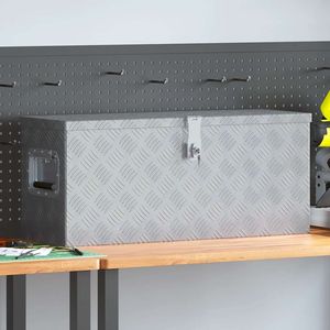 Boîte à outils en aluminium argenté 30,1"x10,4"x13"-Solution de rangement durable et élégante - Product Image 1