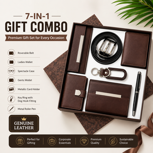 Set de Regalo 5 en 1 con Logotipo Personalizado, Botella de Acero Inoxidable, Cuaderno de Cuero Vegano, Bolígrafo, Estuche para Gafas, Llavero, Kit de Bienvenida Corporativo - Product Image 5