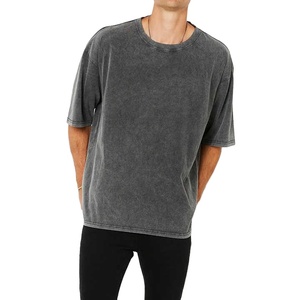 เสื้อยืดโอเวอร์ไซส์สีเบจสำหรับผู้ชาย คอกลม แขนสั้น ไซส์ใหญ่ ผ้าฝ้ายเจอร์ซีย์ ลำลอง สีพื้น ผ้าถัก ย้อมสีเรียบ - Product Image 3