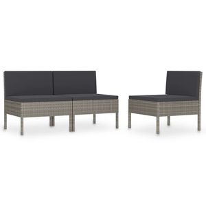 Juego de 3 Sofás Grises para Jardín, Cómodas Sillas de Exterior para Relajarse - Product Image 2
