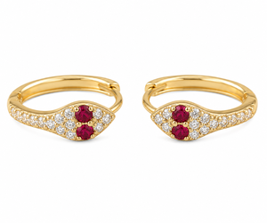 Gold Plated 925 Sterling <b>Silver</b> Snake Hoop Earrings Zircon Ruby Look <b>Huggie</b> Ear Jewelry for Party Wedding - Product Image 1