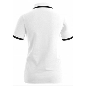 Polo en piqué blanc pour femme, manches courtes, couleur unie, style décontracté, coupe classique, col et poignets à bordure noire - Product Image 3