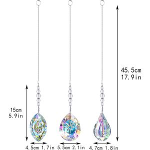 3 pendentifs attrape-soleil en cristal pour décoration d'arbre de Noël, prismes en verre suspendus, créateurs d'arc-en-ciel, attrape-lumière, ornements - Product Image 3