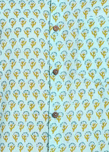 Mens Mint Cotton Cambric Handblock Printed Regular Fit Shirt Designed For International Casual Summer Wear With Shirt Collar - Product Image 6