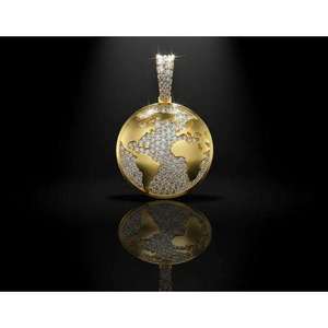 จี้รูปแผนที่โลกสุดหรู ประดับเพชรโมอิสซาไนต์ ทรงลูกโลก สไตล์ฮิปฮอป สร้อยคอทองคำ เงิน 10K 14K เครื่องประดับทองคำวิบวับ - Product Image 4