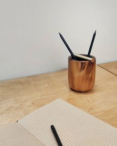 Bamboo Pen Holder Square <b>Desk</b> Organizer Eco-Friendly Natural Wood Office Supply Storage Container for Pens Pencils - Product Image 5