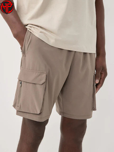 Pantalones Cortos Cargo para Hombre, de Secado Rápido, Transpirables, de Poliéster, Cintura Media, Cierre de Cremallera, con Bolsillos, Logotipo Frontal, Ropa Casual para Exteriores - Product Image 1