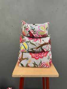 Sac fourre-tout matelassé en coton jaune et blanc à rayures, avec feuilles brodées, fermeture éclair, sacs en coton tendance pour femmes, usage quotidien - Product Image 1